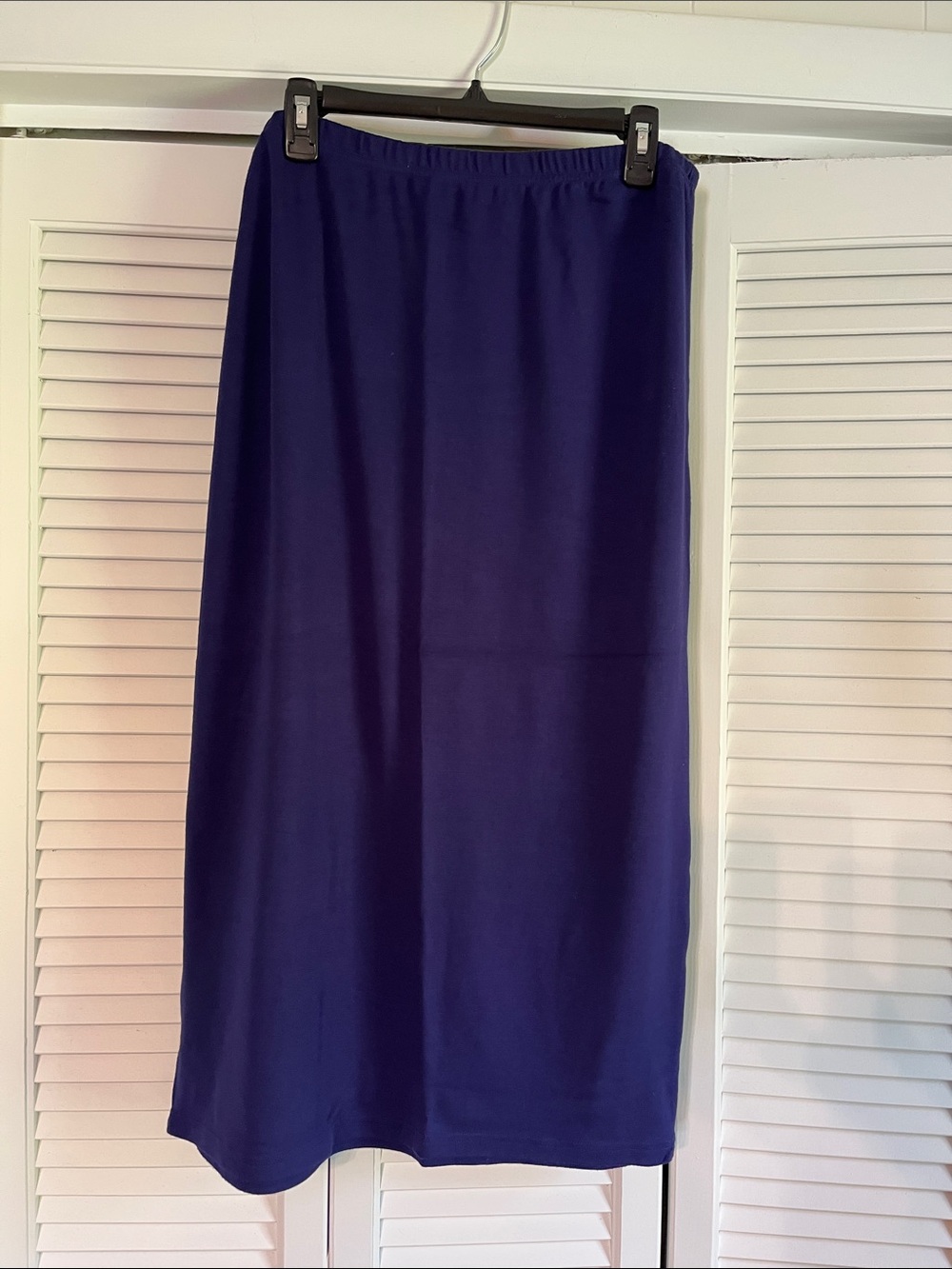 Everyday Midi Skirt in Deep Blue with Elastic Waist